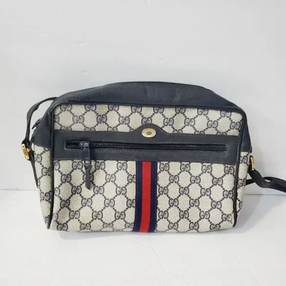 GUCCI Authentic Vintage Ophidia blue web  GG pvc leather web  bag - Picture 4 of 16